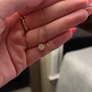 10K yellow gold necklace, Swarovski flower zirconia